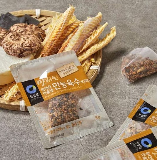 CJW Dried Pollack All-Purpose Tea Bag 8g*8T/청정원 맛선생황태국물내기 티백 8g*8티백