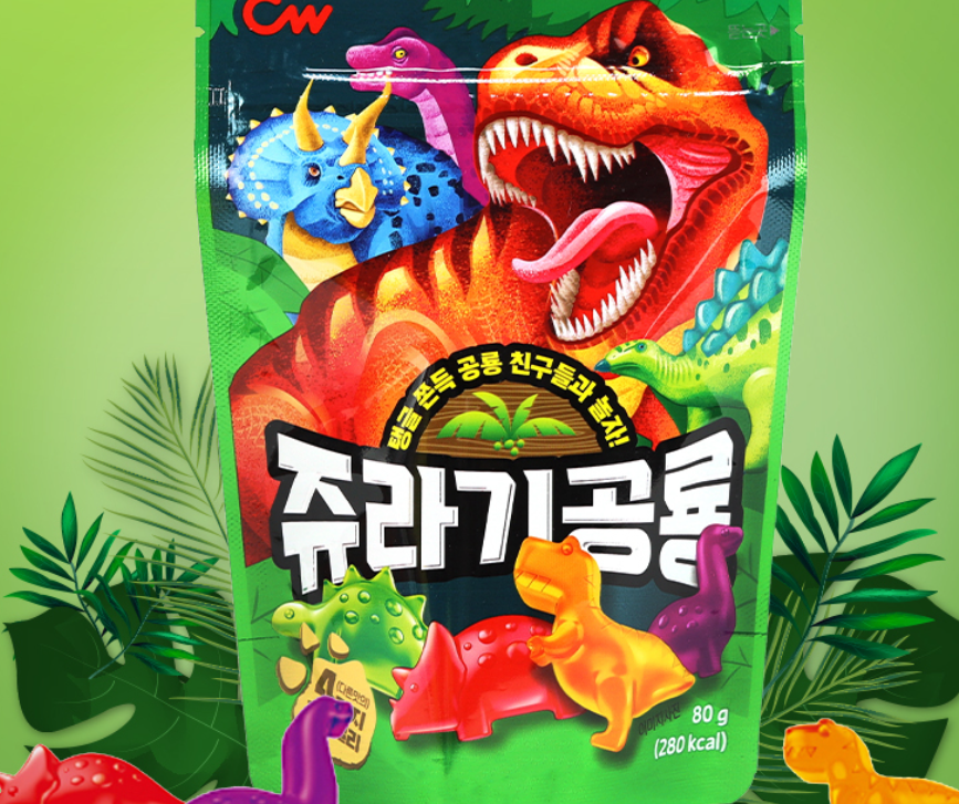 CW Jurassic Dinosaur Gummies 80g/청우 쥬라기 공룡 젤리 80g