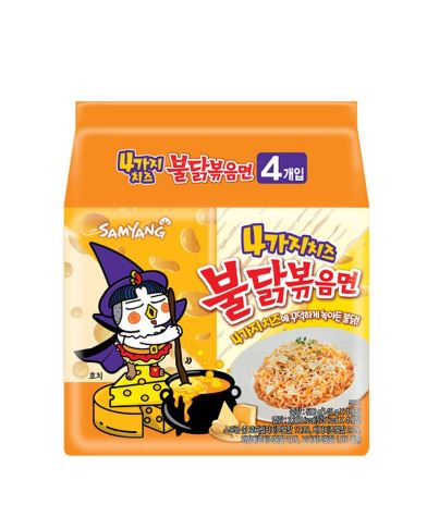 Big Cup 4-Cheese Spicy Stir-fried Noodle 4 servings/Pack 145g/ 4가지치즈불닭볶음면 4개입 145g