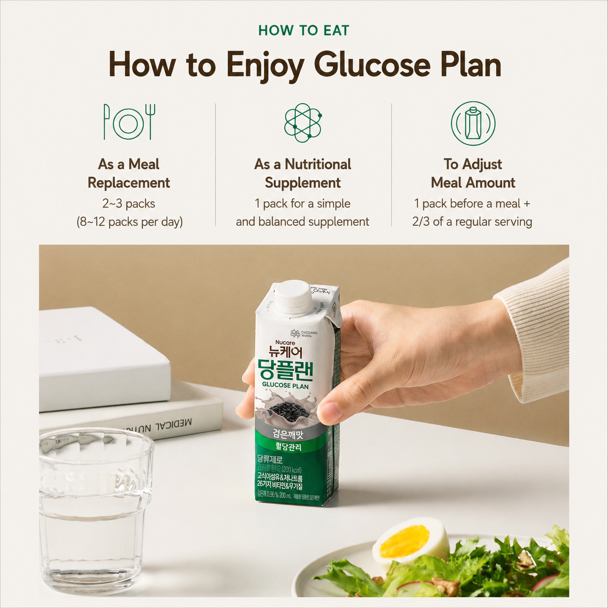 Nucare Glucose Plan Diabetes Nutrition Drink 200ml / ZERO Sugar Ready-to-Drink Healthy Grain Beverage Bundle Sales