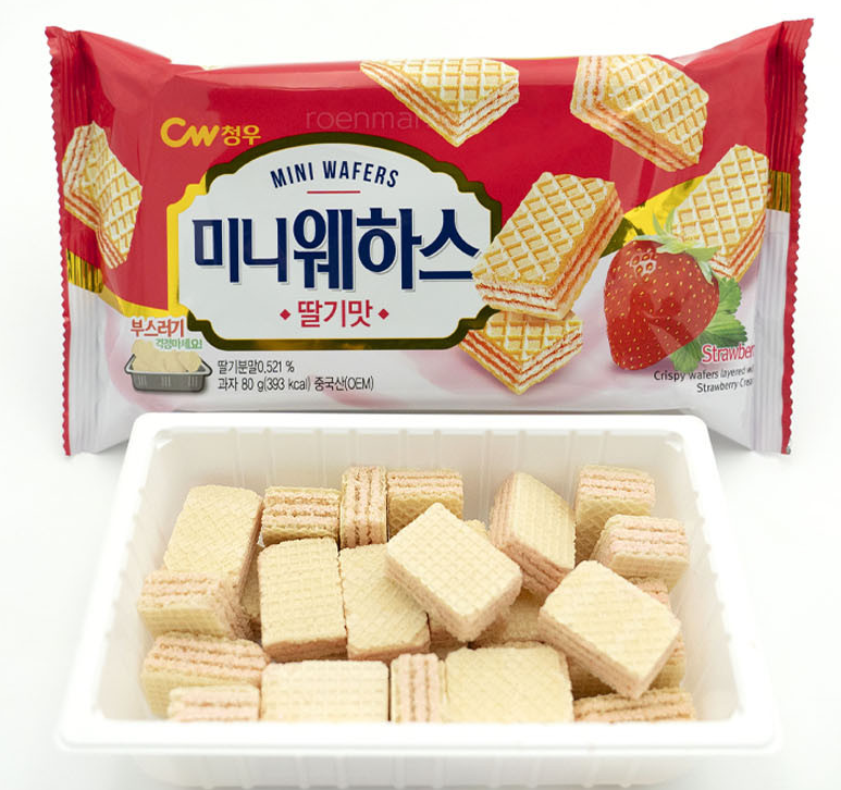 CW Mini Wafer (Strawberry/Vanilla) Flavor 80g 청우 미니웨하스 (딸기/바닐라)맛80g