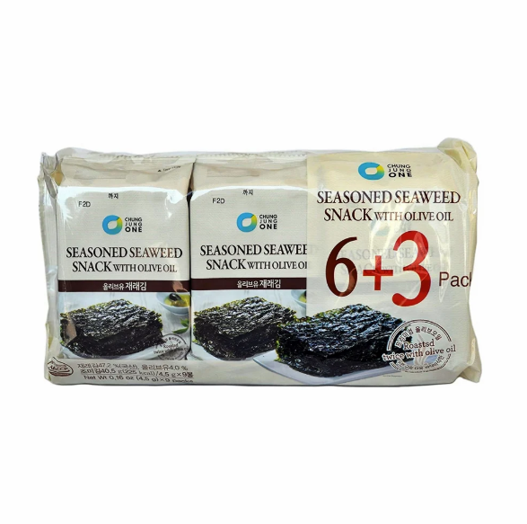 CJW Ofood Olive Oil Seaweed Snack 4gx 6+3 packs / 청정원 올리브유 재래김 4g x 6+3 개입