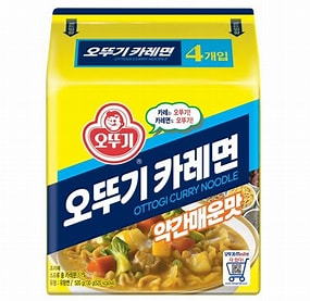 Ottogi Slightly Spicy Curry Noodles Multi pack 130g x 4ea /오뚜기 카레면 약간 매운맛 라면 팩 130g x 4개입