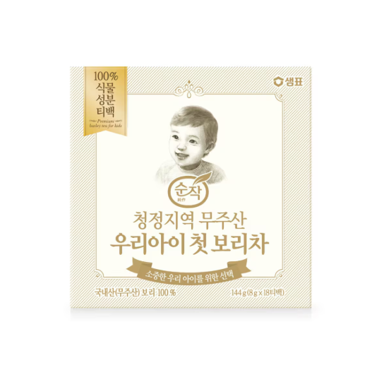 [Sempio] Premium Barley Tea for Kids 144g (18T) / 샘표 순작 청정지역 무주산 우리 아이 첫 보리차 144g(18티백)