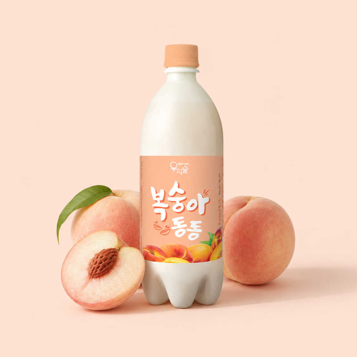 [Woorisul] Peach Makgeolli Rice Wine 750ml(Alc 5%) / 우리술 톡쏘는 복숭아 막걸리 750ml(Alc 5%)