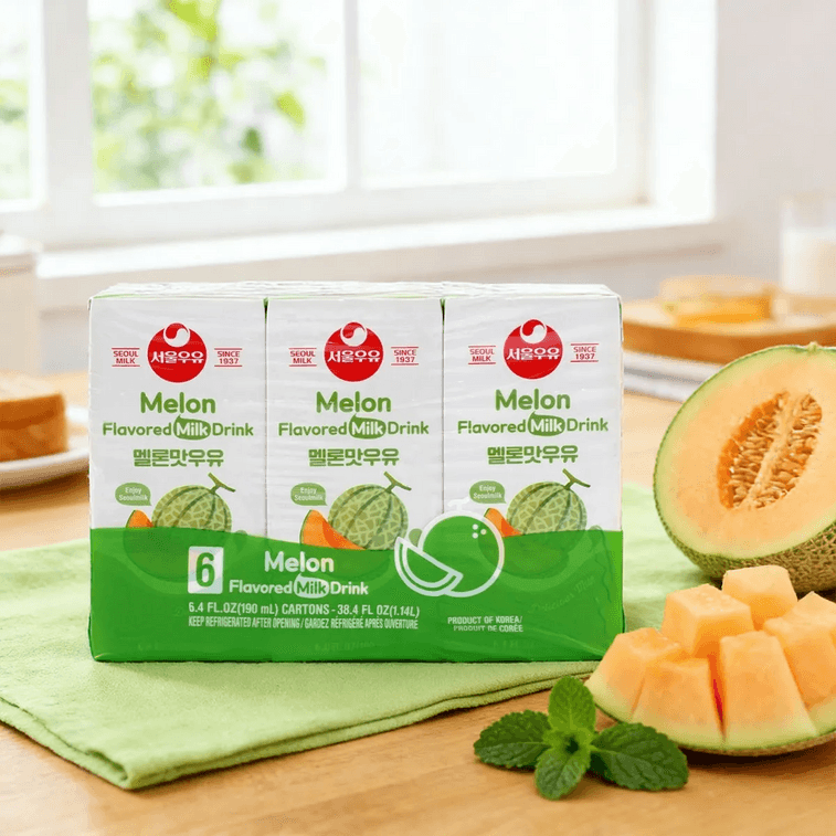 [Seoul Milk] Sterilized Milk Melon Flavored 190ml*6Packs / 서울우유 멜론맛 190ml*6개
