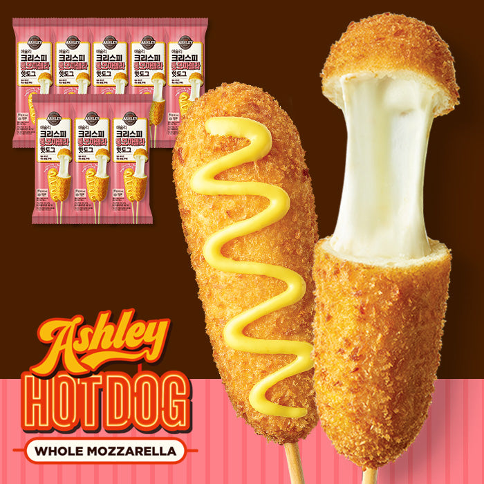 [Ashley] Crispy Whole Mozzarella Hot Dog (80g*8pcs) / 애슐리 크리스피 통모짜렐라 핫도그(8개입)