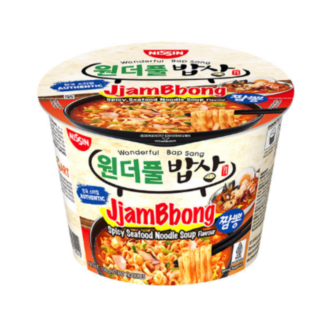 [Nissin] Wonderful Bapsang JjamBbong Big Cup 108g / Spicy Seafood Noodle Soup Ramen