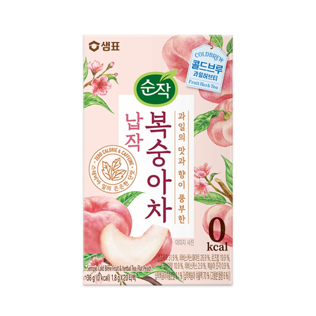 [Sempio] Sunjak Peach Tea Cold Brew Fruit Herb Tea 1.8g x 20T / 샘표 순작 납작복숭아차 티백 1.8g x 20T