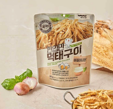 Badone Roasted & Dried Pollack Basil Onion 25g/바다원 한입만 먹태구이 바질어니언 25g