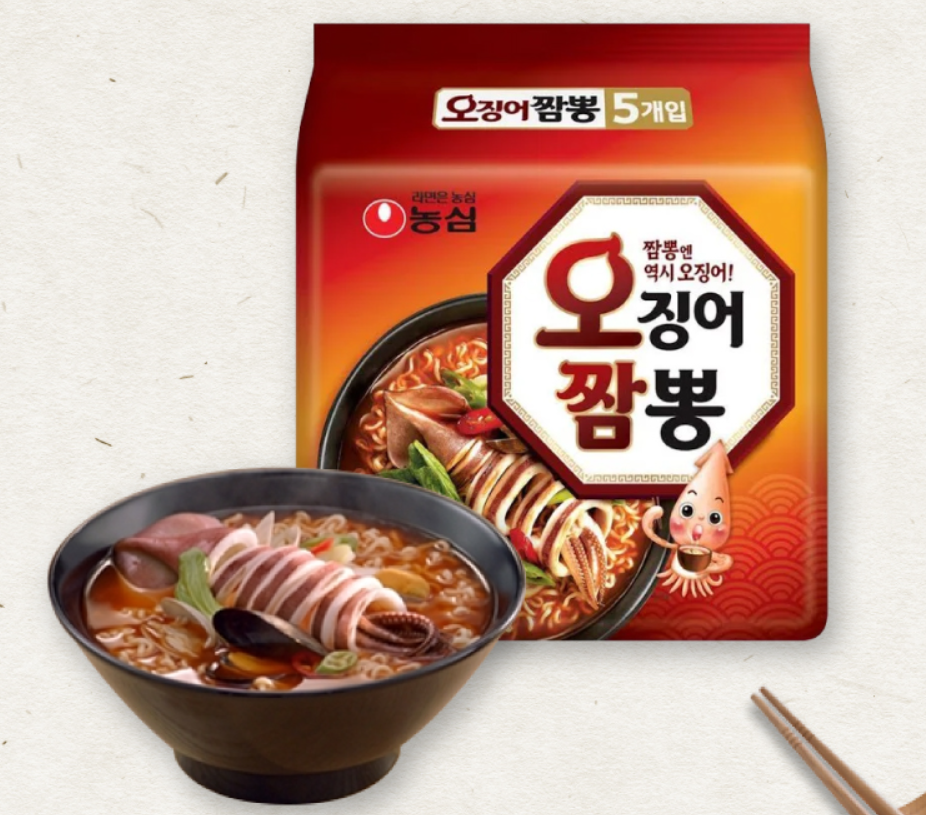 [Expiry date: 17 Oct 2025] [Nongshim] Squid Champong Ramen Noodle (124gx 5ea) / 농심 오징어짬뽕 (124gx5개입)