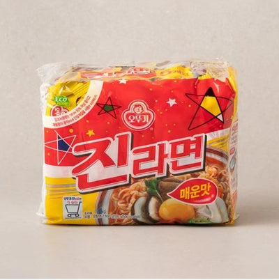 Ottogi Jin Noodle Spicy taste pack 120gx5ea/오뚜기 진라면 매운맛 멀티 120gx5개입