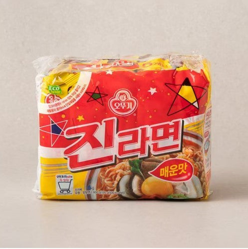 Ottogi Jin Noodle Spicy taste pack 120gx5ea/오뚜기 진라면 매운맛 멀티 120gx5개입