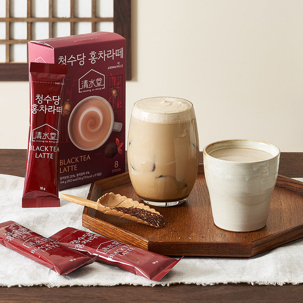 [Aroma Ville] Cheongsudang Matcha Latte 144g/Black Tea Latte (18g × 8 sticks) 아로마빌레 청수당 말차라떼/홍차라떼 144g(18g × 8스틱)
