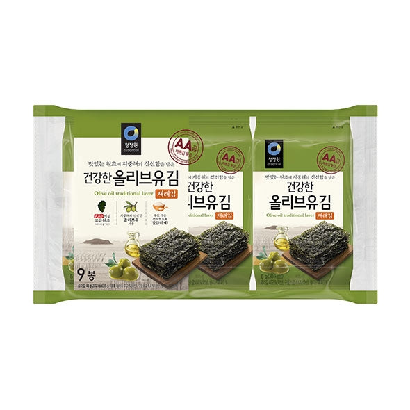 [CJW] Olive Oil Seaweed (5g x 6+3 packs) / 청정원 올리브유 재래김 (5g x 6+3 개입)