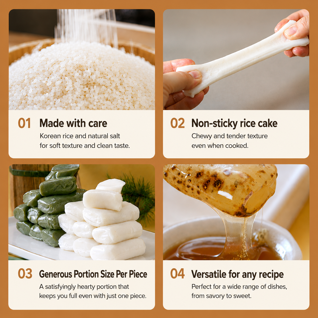 [Sirujoa] Unhardened White Bean Rice Cake Stick (6pcs,420g) / 시루조아 흰 가래떡 6개입 420g