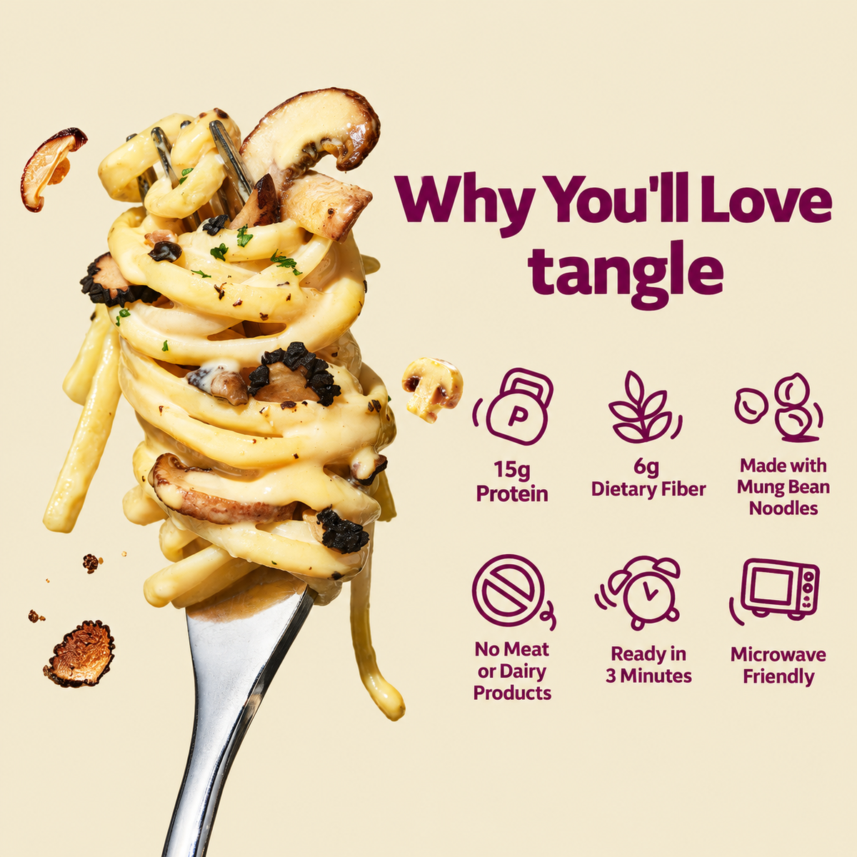 [Samyang] Tangle Mushroom Cream Protein Pasta Bowl 105g / 삼양 탱글 머쉬룸크림파스타 컵 105g