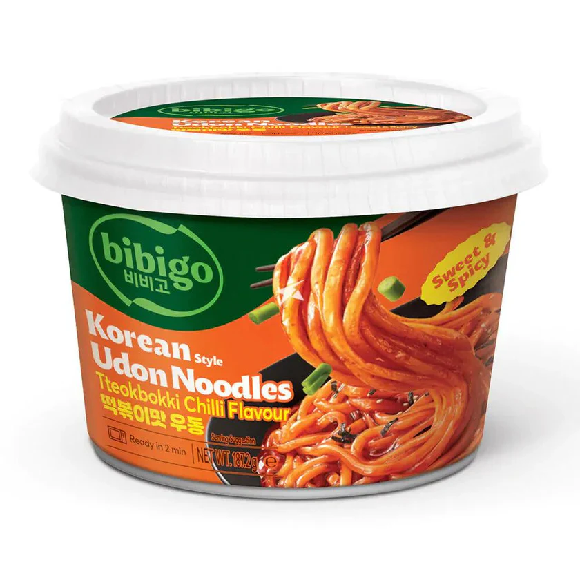 [CJ] Bibigo Korean Udon Noodles 187.2g / K-BBQ Flavour Tteokbokki Chilli Flavour / CJ 비비고 우동 불고기맛 떡볶이맛 2가지