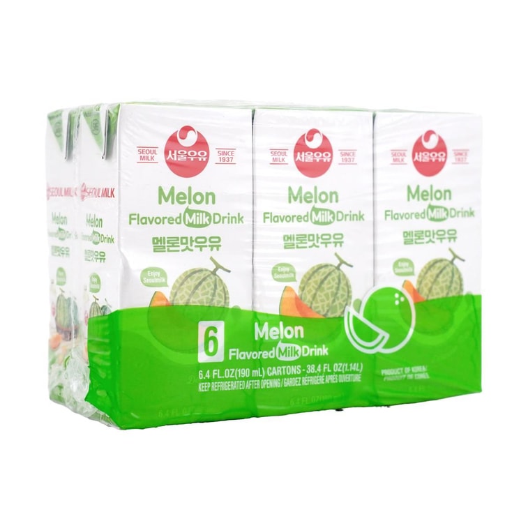 [Seoul Milk] Sterilized Milk Melon Flavored 190ml*6Packs / 서울우유 멜론맛 190ml*6개