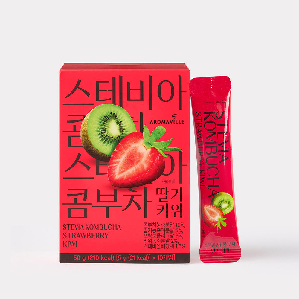 [Aroma Ville]Stevia Kombucha(Lemon/Strawberry Kiwi/Pineapple Passion Fruit) 5g × 10 stick 스테비아 콤푸차 (레몬/딸기키위/파인애플 패션후르츠)