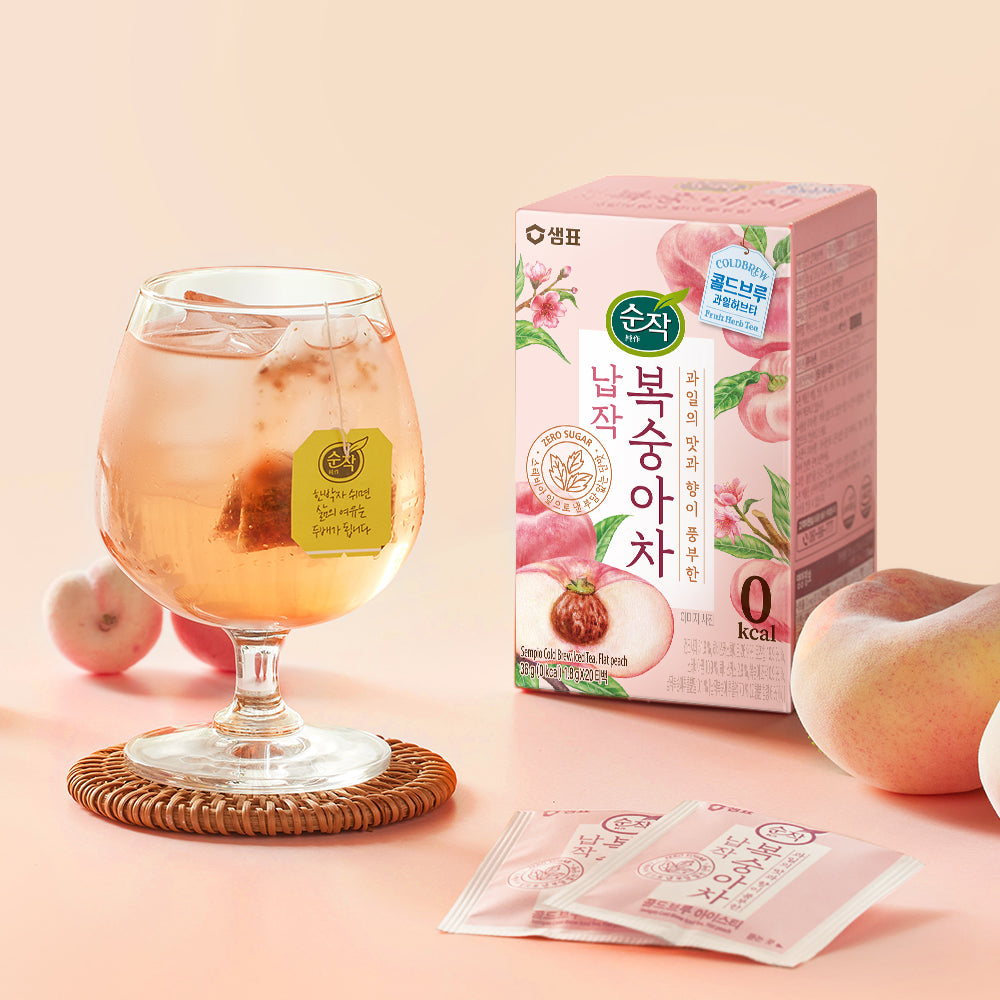 [Sempio] Sunjak Peach Tea Cold Brew Fruit Herb Tea 1.8g x 20T / 샘표 순작 납작복숭아차 티백 1.8g x 20T