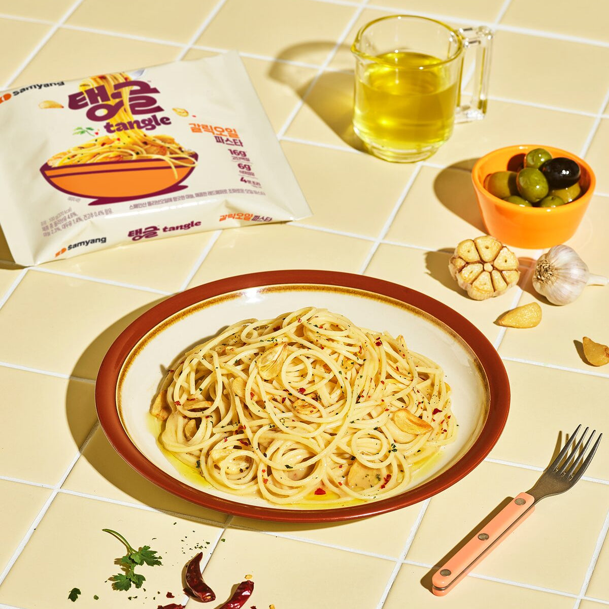 [Samyang] Tangle Garlic Oil Protein Pasta Multi (100g*4p) / 삼양 탱글 갈릭오일파스타 멀티 (100g*4p)