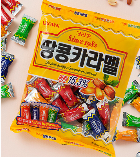[Crown] Peanut Caramel Candy 324g/크라운 땅콩 카라멜 324g