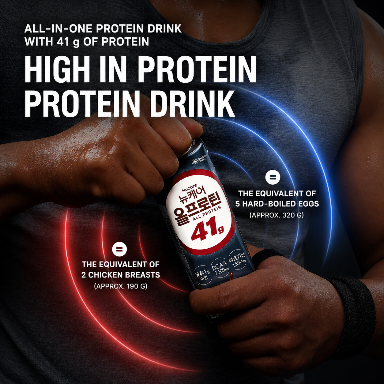 Nucare All Protein 45grams Chocolate Drink 245ml / Zero Sugar Protein Shake Ready to Drink RTD