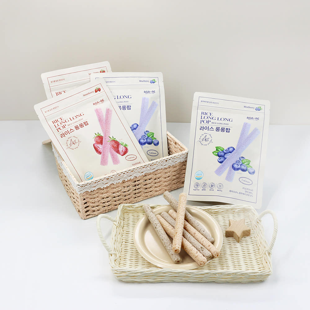 [AGA-AE][Bayby Snack] First Healthy Puffed Long-Shaped Rice Snack for Babies 20g 아가애 라이스 롱롱팝 20g