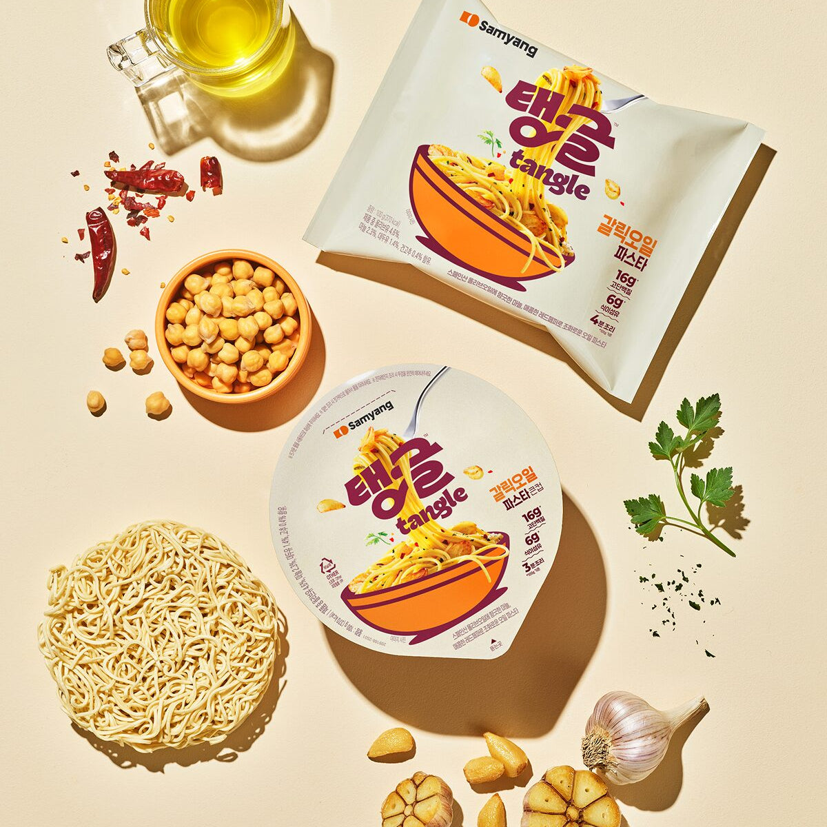 [Samyang] Tangle Garlic Oil Protein Pasta Multi (100g*4p) / 삼양 탱글 갈릭오일파스타 멀티 (100g*4p)