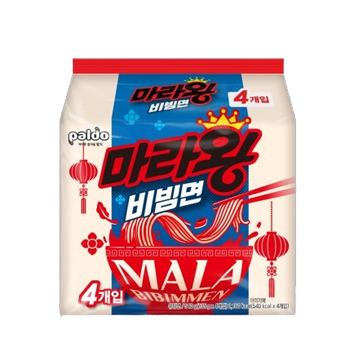 Paldo Mala Bibim Myeon 135g x 4 ea (1pack)/팔도 마라왕 비빔면 135g x 4개입