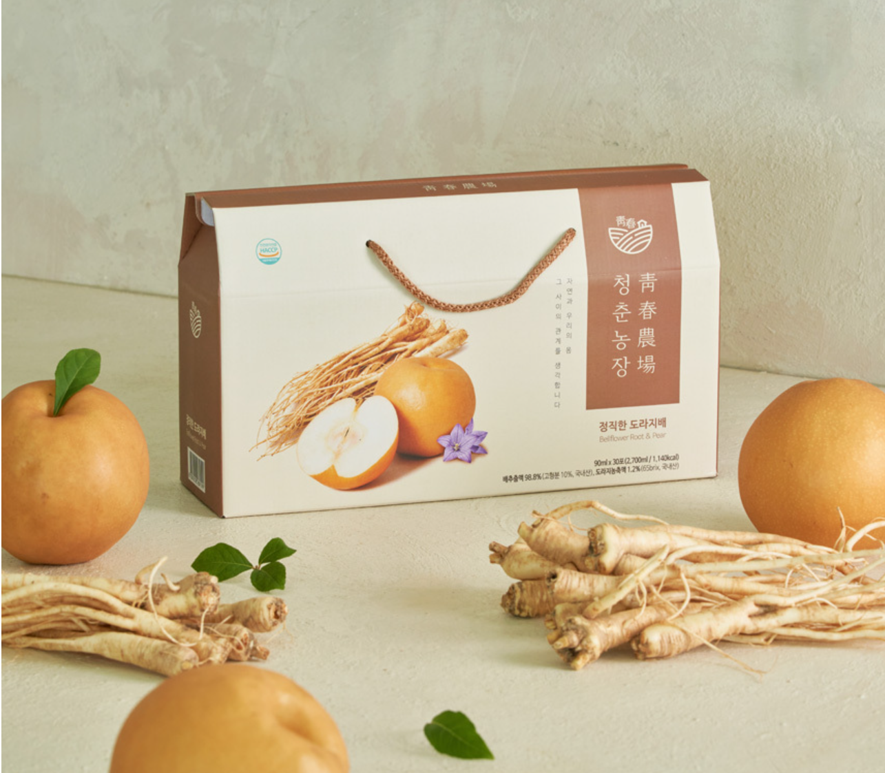 Cheongchun Farm Honest Bellflower Root & Pear Juice 90ml x 30 pouches/청춘농장 정직한 도라지배 90ml x 30팩