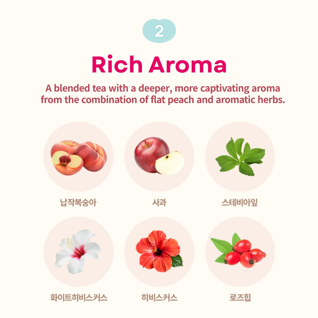 [Sempio] Sunjak Peach Tea Cold Brew Fruit Herb Tea 1.8g x 20T / 샘표 순작 납작복숭아차 티백 1.8g x 20T