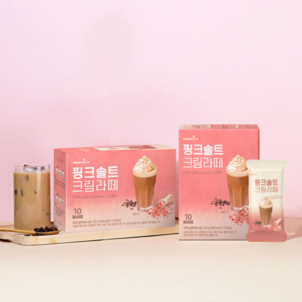[Aroma Ville] Pink Salt Cream Latte (20gx10 stick) 아로마빌레 핑크솔트 크림라떼 (20g*10스틱)