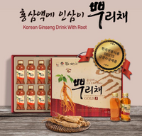 Ebiche Korean Ginseng Drink with root gold 120ml/12ea/이비채 홍삼액에 인삼이 뿌리채 120ml/12개입