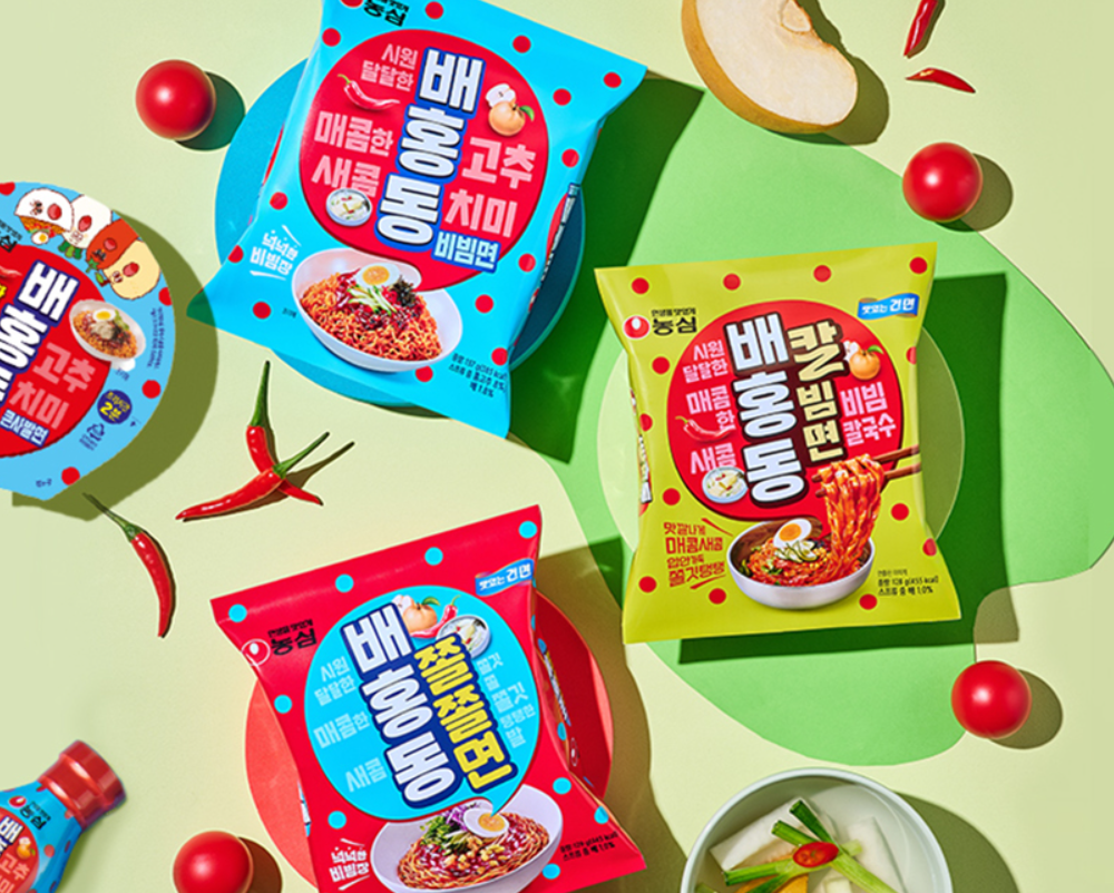 Nongshim Baehongdong Cold Bibim Noodles pack 128gx4ea/ 농심 배홍동 칼빔면 팩 128gx4개입입