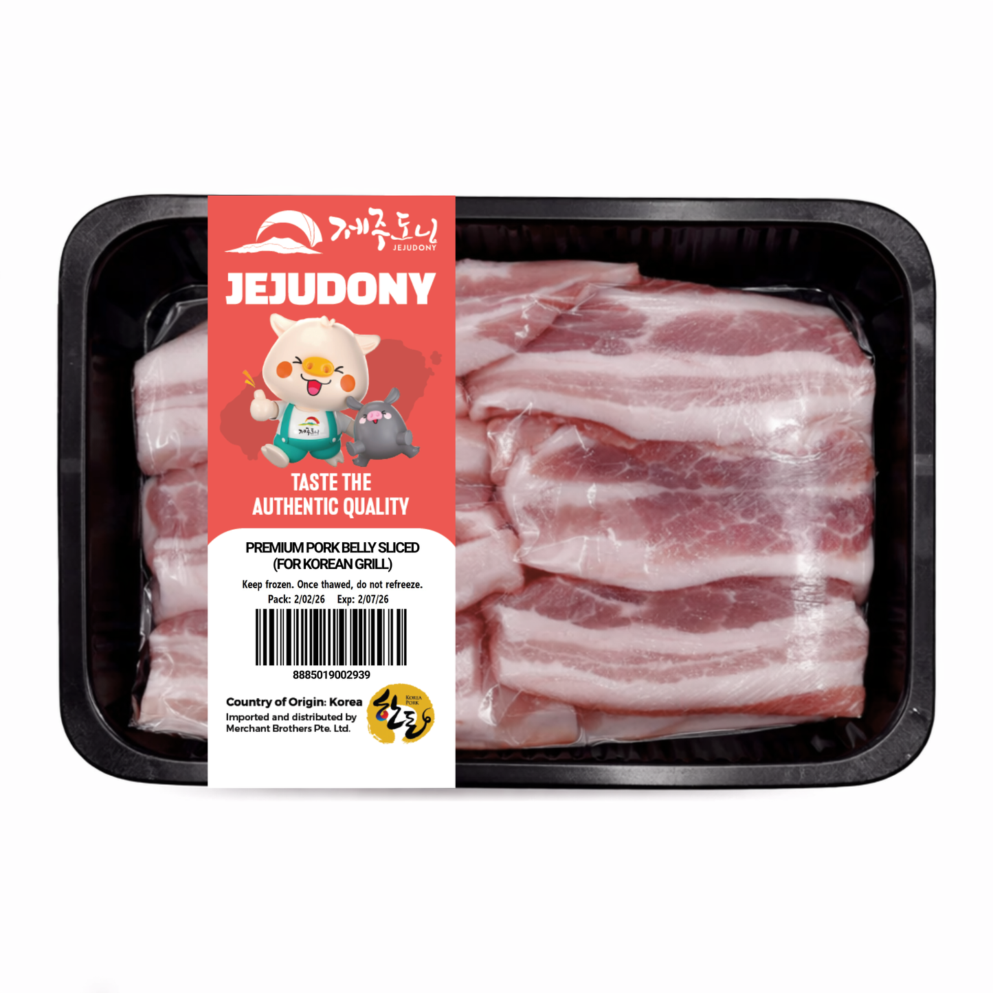 [JEJUDONY] Premium Jeju Pork Belly Sliced Frozen (For Grill) 300g 제주도니 제주돼지 냉동 삼겹살 (구이용) 300g