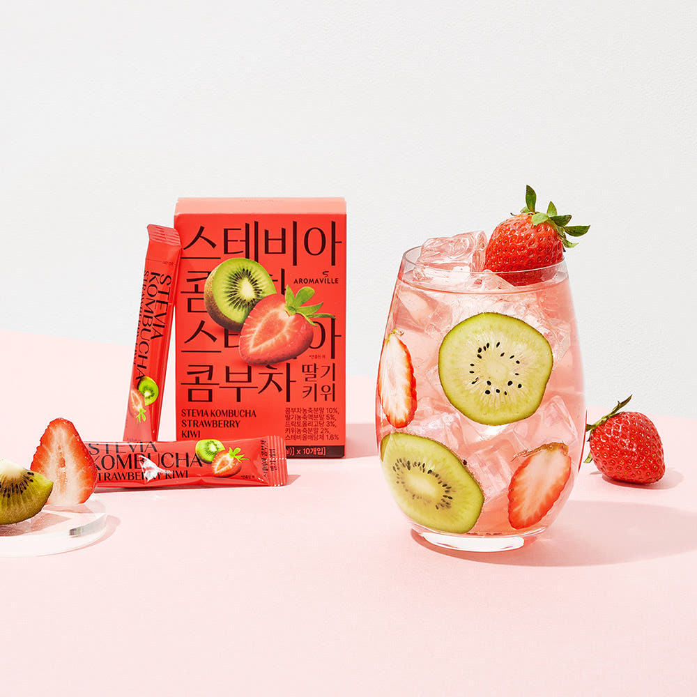 [Aroma Ville]Stevia Kombucha(Lemon/Strawberry Kiwi/Pineapple Passion Fruit) 5g × 10 stick 스테비아 콤푸차 (레몬/딸기키위/파인애플 패션후르츠)