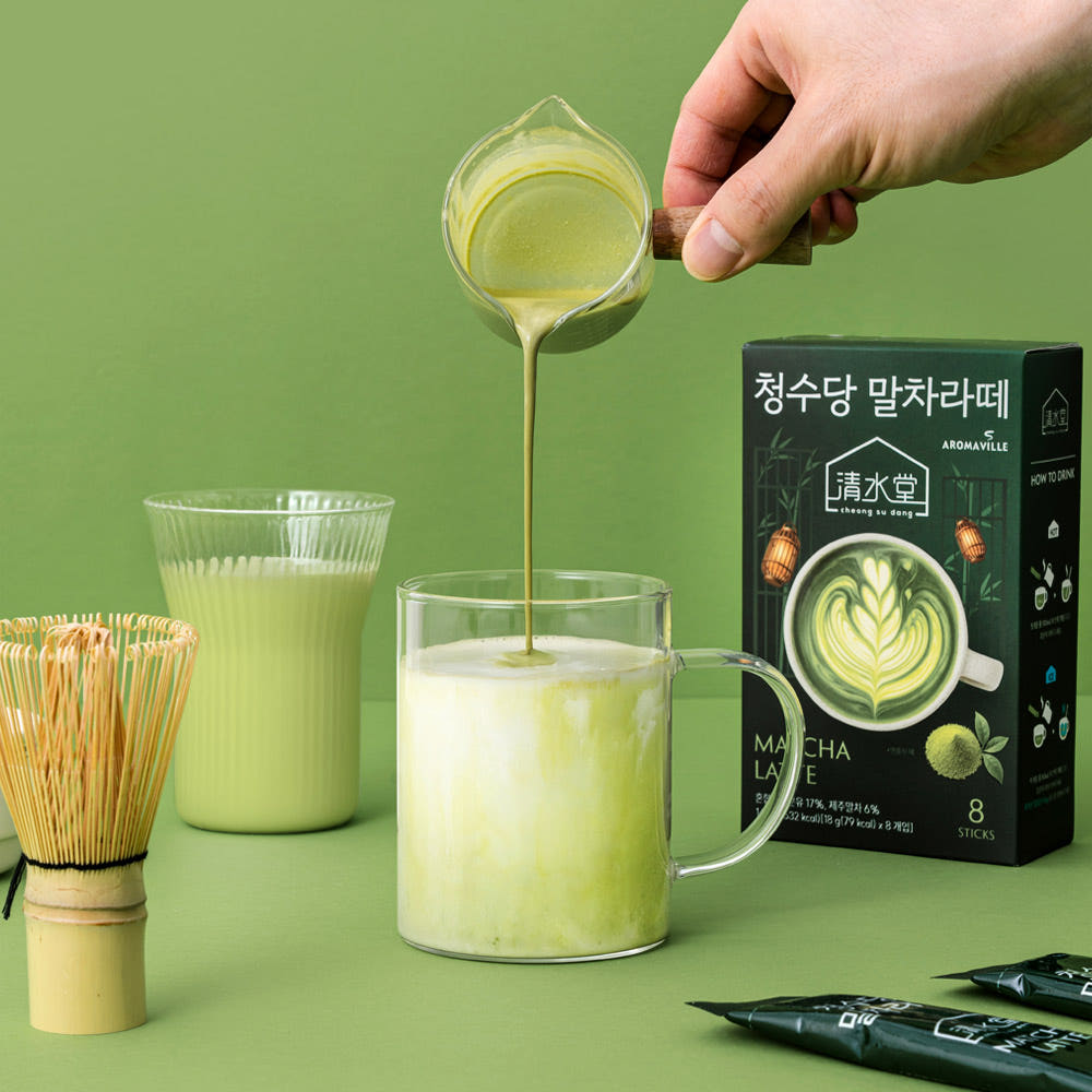 [Aroma Ville] Cheongsudang Matcha Latte 144g/Black Tea Latte (18g × 8 sticks) 아로마빌레 청수당 말차라떼/홍차라떼 144g(18g × 8스틱)