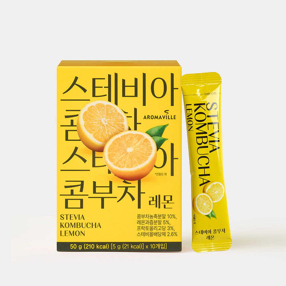 [Aroma Ville]Stevia Kombucha(Lemon/Strawberry Kiwi/Pineapple Passion Fruit) 5g × 10 stick 스테비아 콤푸차 (레몬/딸기키위/파인애플 패션후르츠)