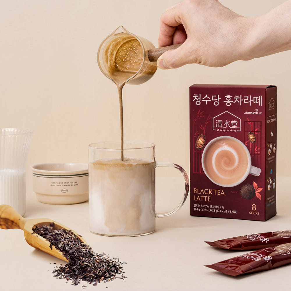 [Aroma Ville] Cheongsudang Matcha Latte 144g/Black Tea Latte (18g × 8 sticks) 아로마빌레 청수당 말차라떼/홍차라떼 144g(18g × 8스틱)