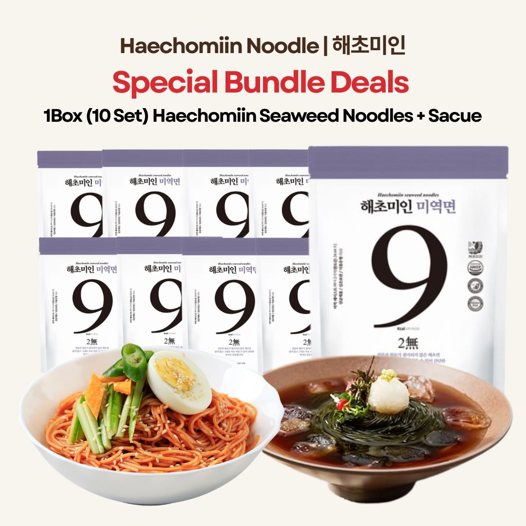 [Bundle of 10][Haechomiin] SEAWEED NOODLES With Soba/Bibim Sauce / 9Kcal Low-Calories Vegan