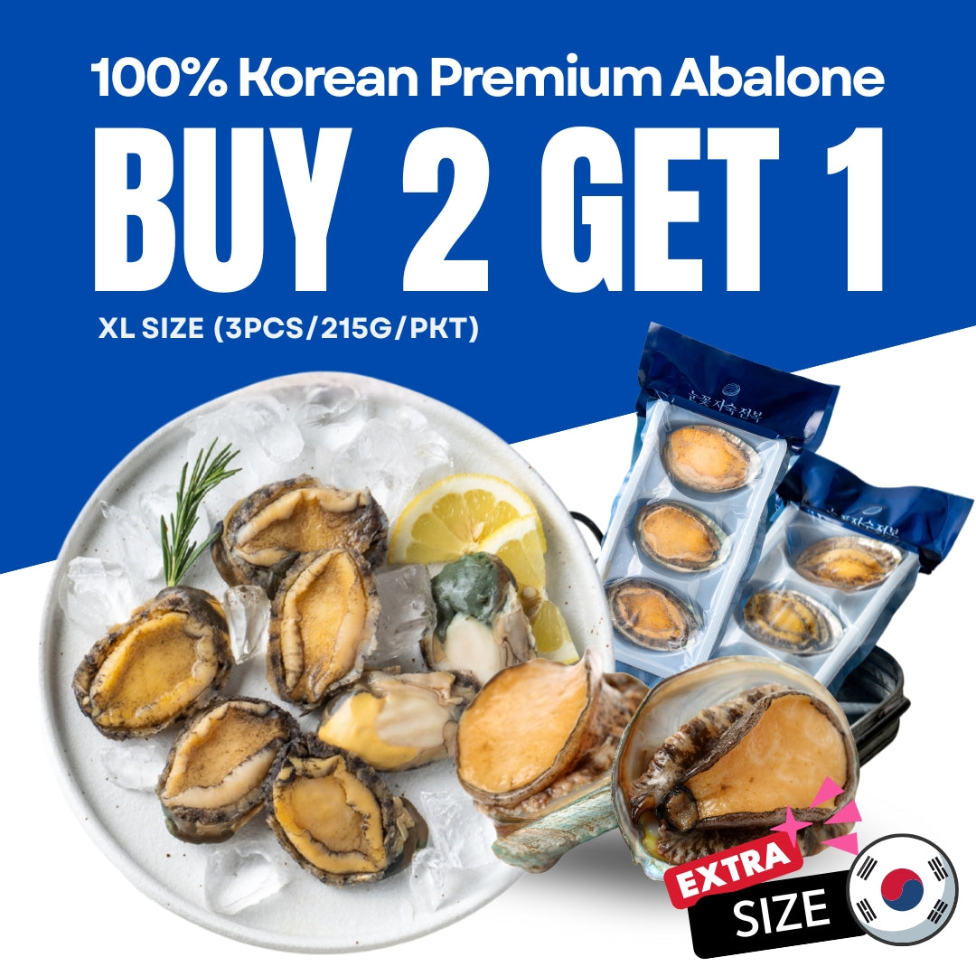 [2+1] 100% Korean Premium Abalone (3pcs) Fully Cleaned & Steamed (Ready-to-Eat)