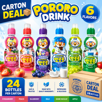 [Carton Deal] Pororo Drink 235mlx24Bottle (Blueberry / Milk / Shine Muscat / Apple / Strawberry / Peach)