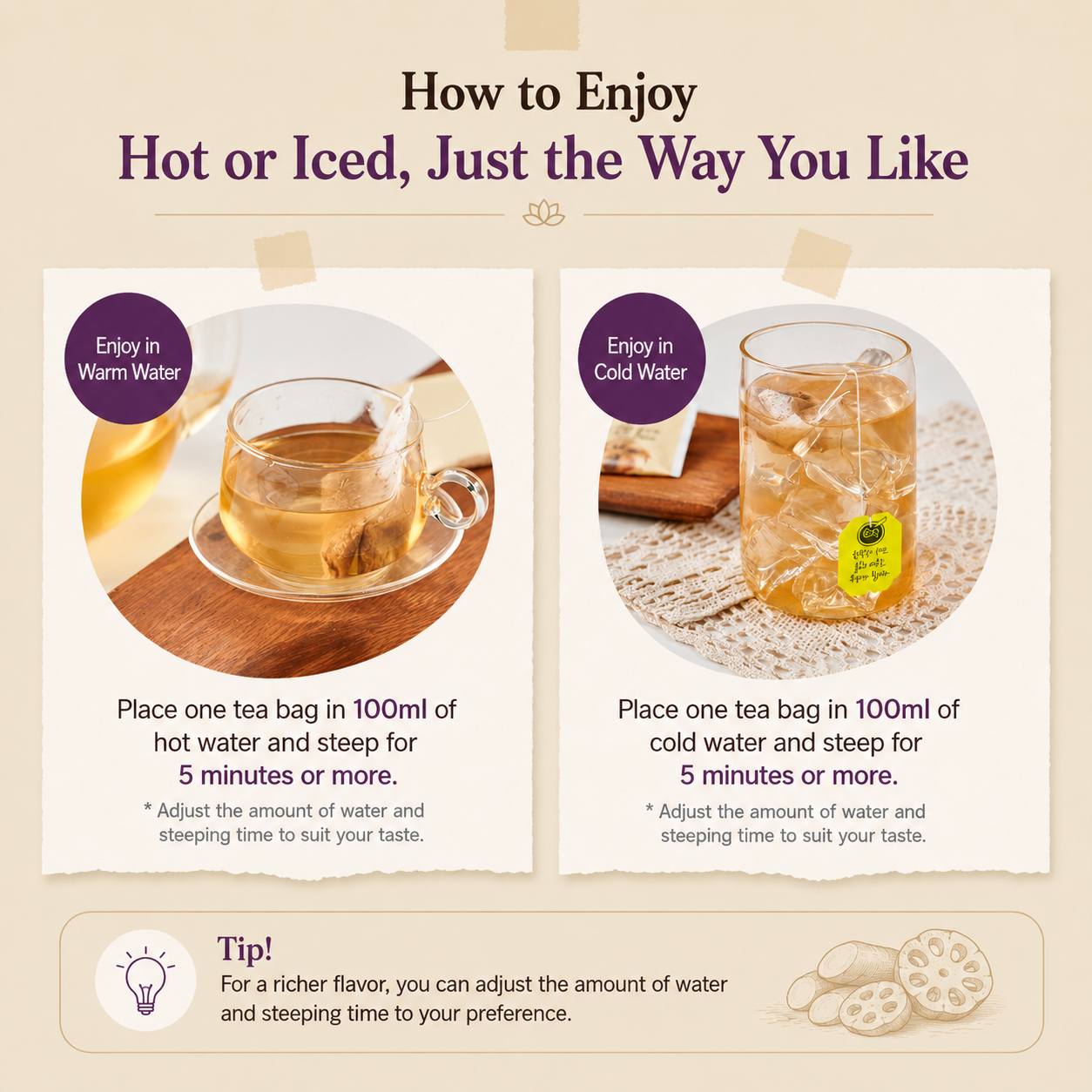 [Sempio] Sunjak Lotus Root & Burdock Tea (0.8g*40 Teabags) / 샘표 순작 연근우엉차 (0.8g*40T)