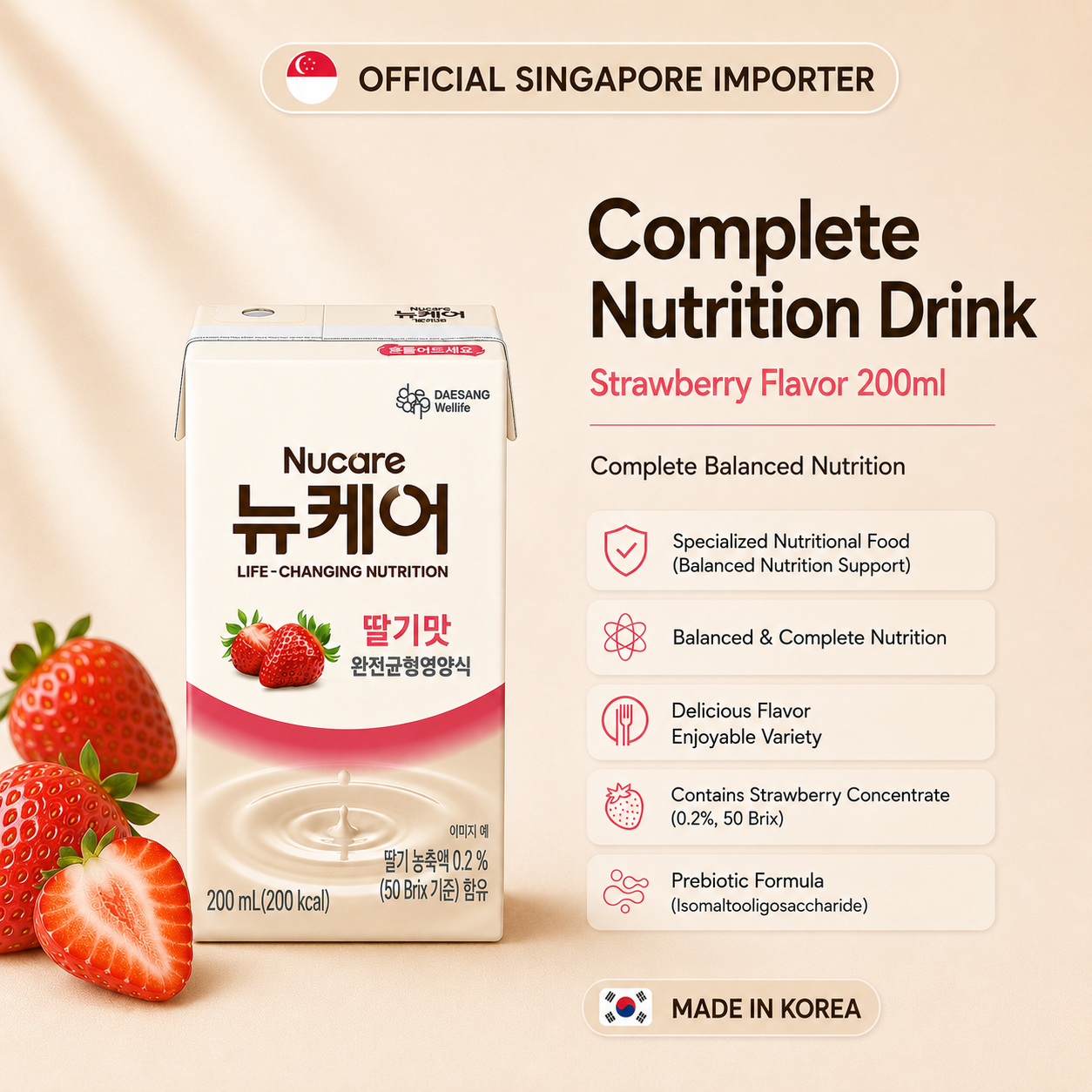Nucare Complete Nutrition Drink 200ml / Strawberry Coffee Flavor Halal Ready-to-Drink Healthy Beverage Bundle Sales