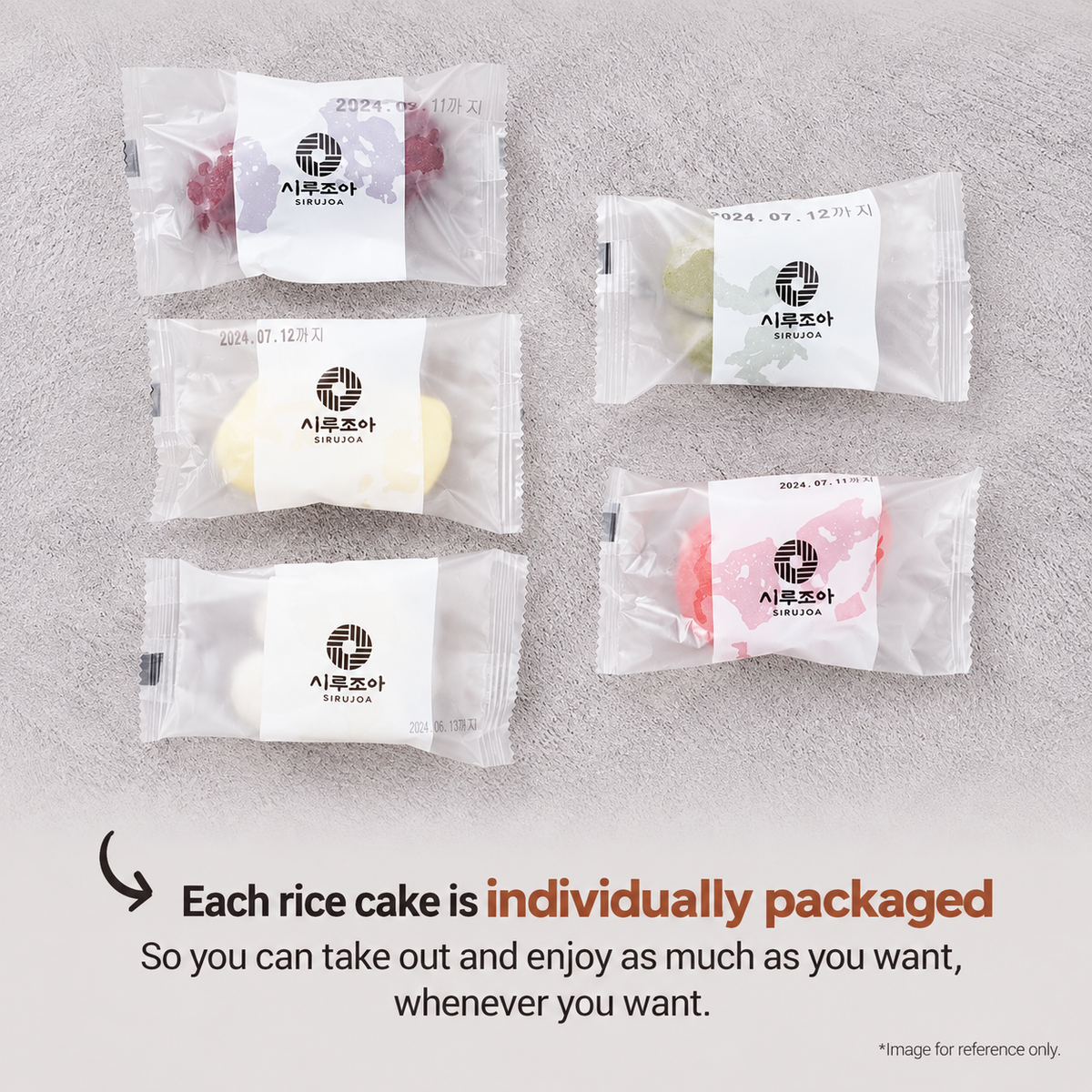 [Sirujoa] Unhardened 5-color Glutinous Rice Cake Songpyeon 500g (50g*10ea) / 시루조아 굳지않는 5색 찹쌀 송편 500g