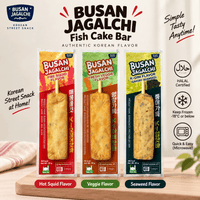 Busan Jagalchi Fish Cake Bar 3 Flavors 60g | Halal Korean Street Food Snack | Frozen | Quick & Easy Microwave