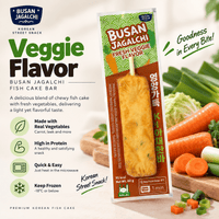 Busan Jagalchi Fish Cake Bar 3 Flavors 60g | Halal Korean Street Food Snack | Frozen | Quick & Easy Microwave