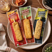Busan Jagalchi Fish Cake Bar 3 Flavors 60g | Halal Korean Street Food Snack | Frozen | Quick & Easy Microwave